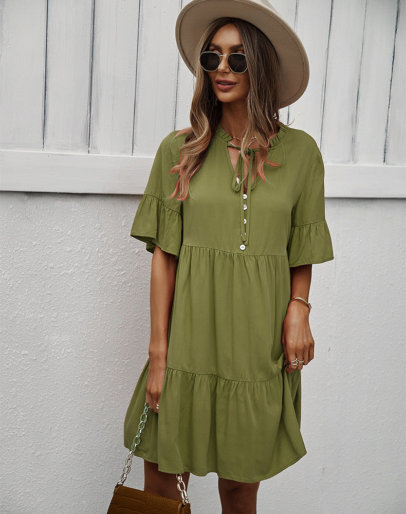 Green Layered A-Line Dress