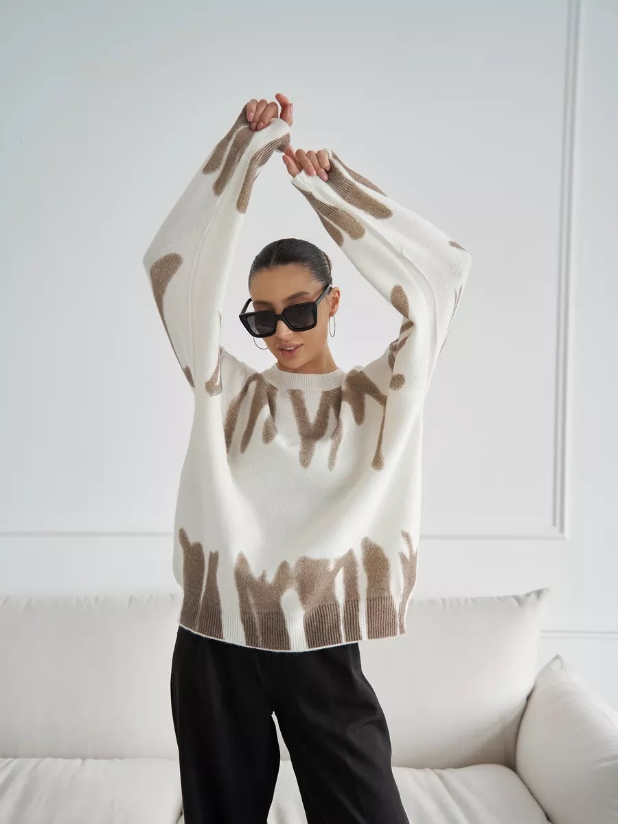 Abstract Print Knit Sweater