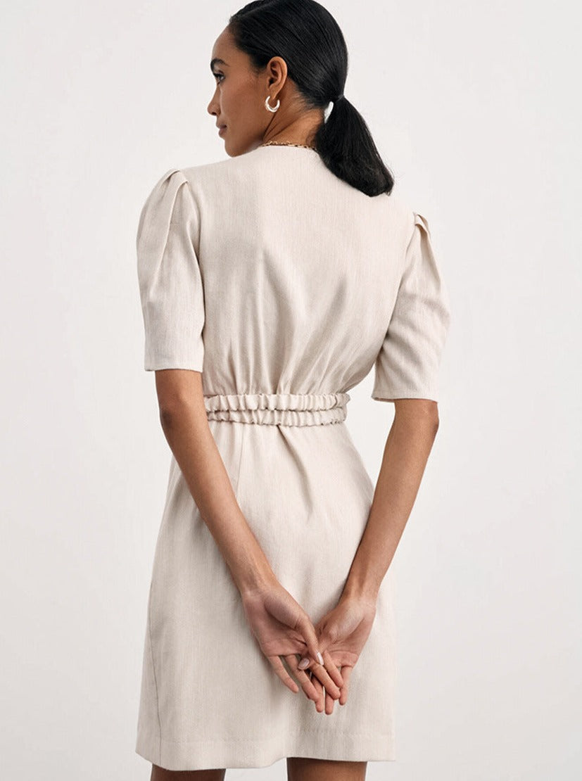 Solid Color Versatile Short-Sleeve Feminine Dress