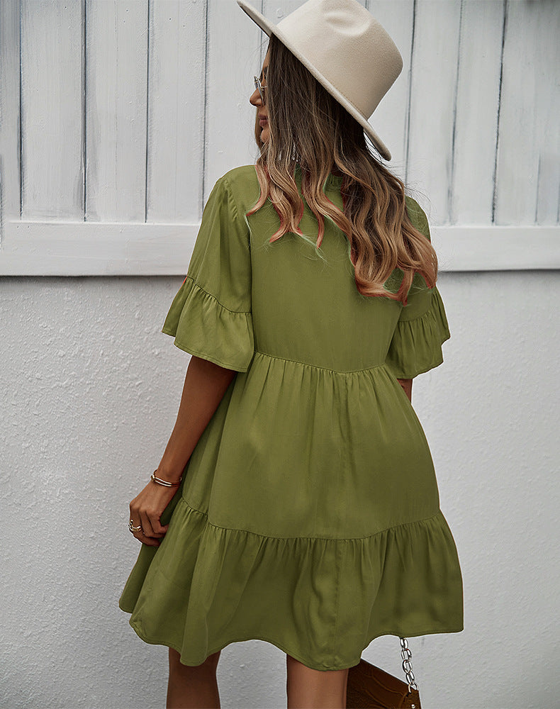 Green Layered A-Line Dress