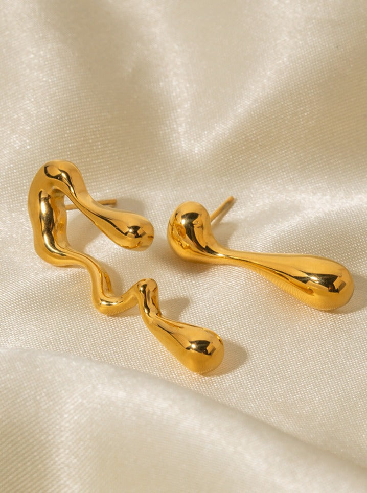 Gold Plated Irregular Drop-Shaped Fashion Earrings