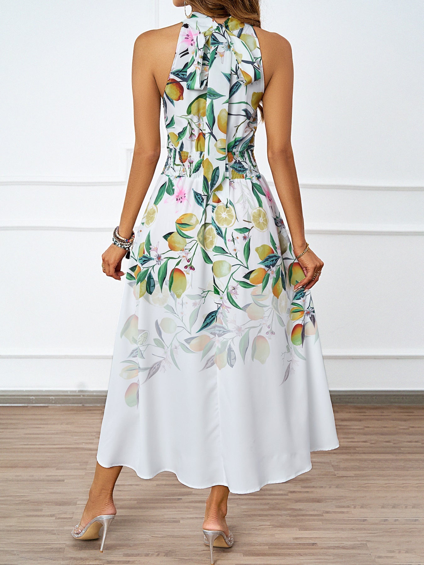 Halter Neck Floral Printed Dress