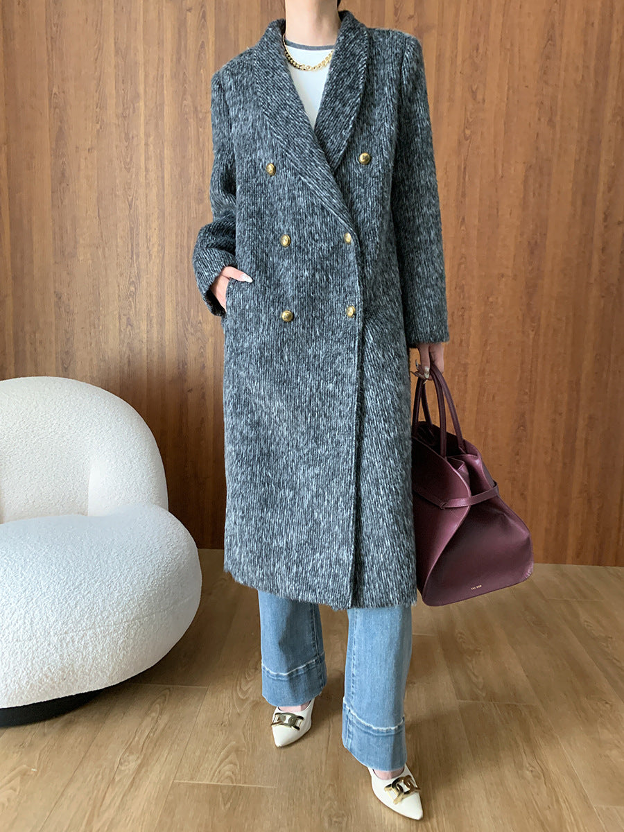 Vertical Striped Double-Faced Long Coat