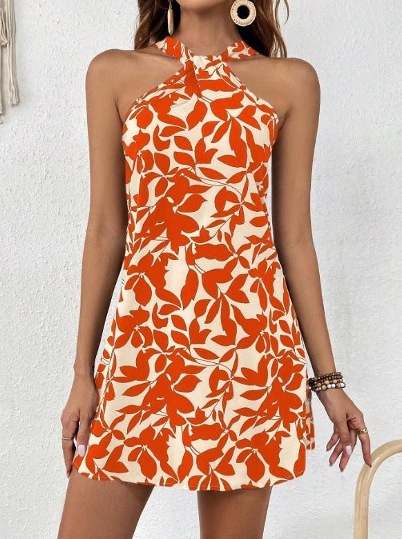 Sexy Neckholder-Kleid mit tropischem Print 