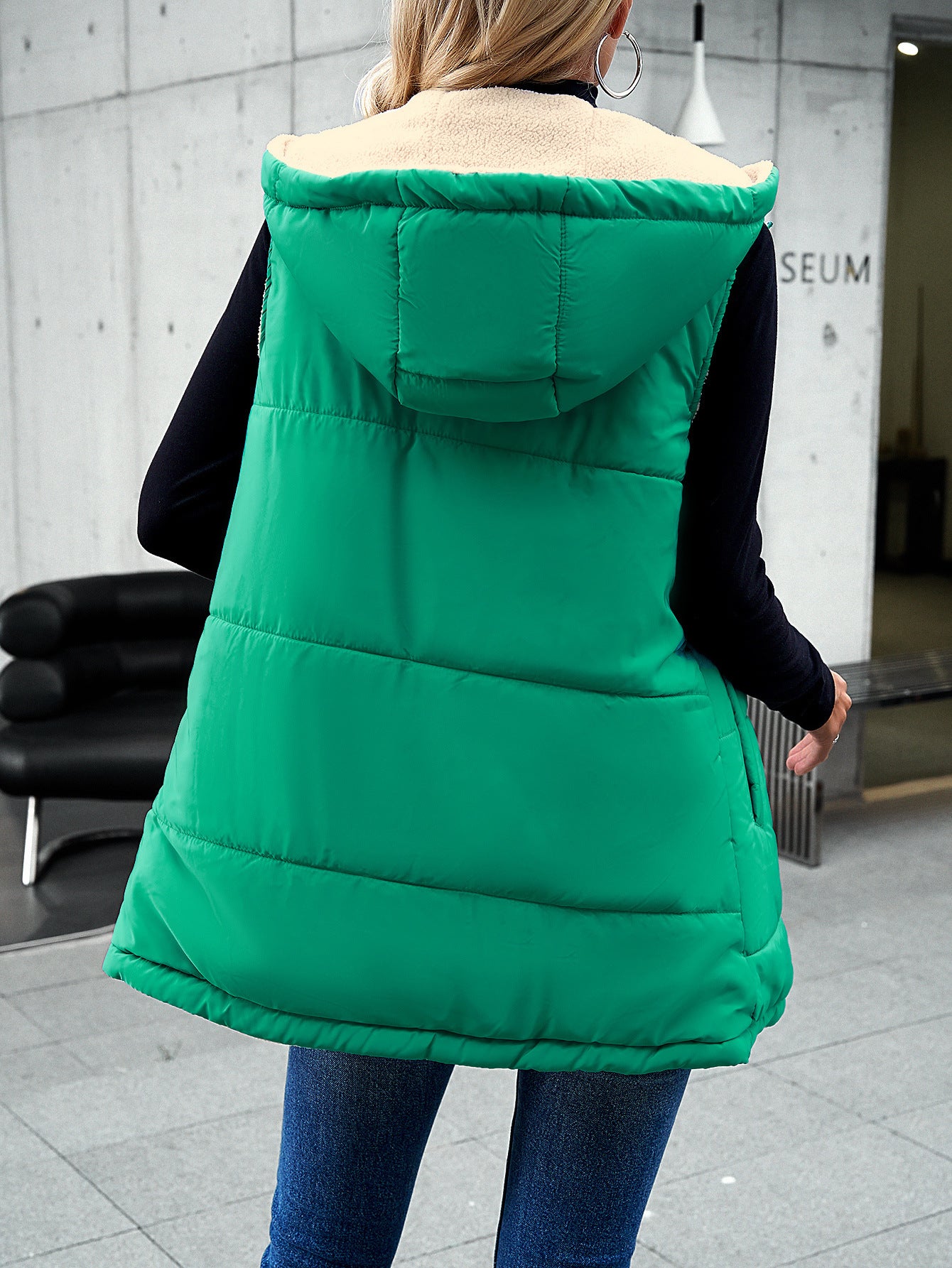 Vibrant Puffer Vest with Sherpa Lining for Chilly Days