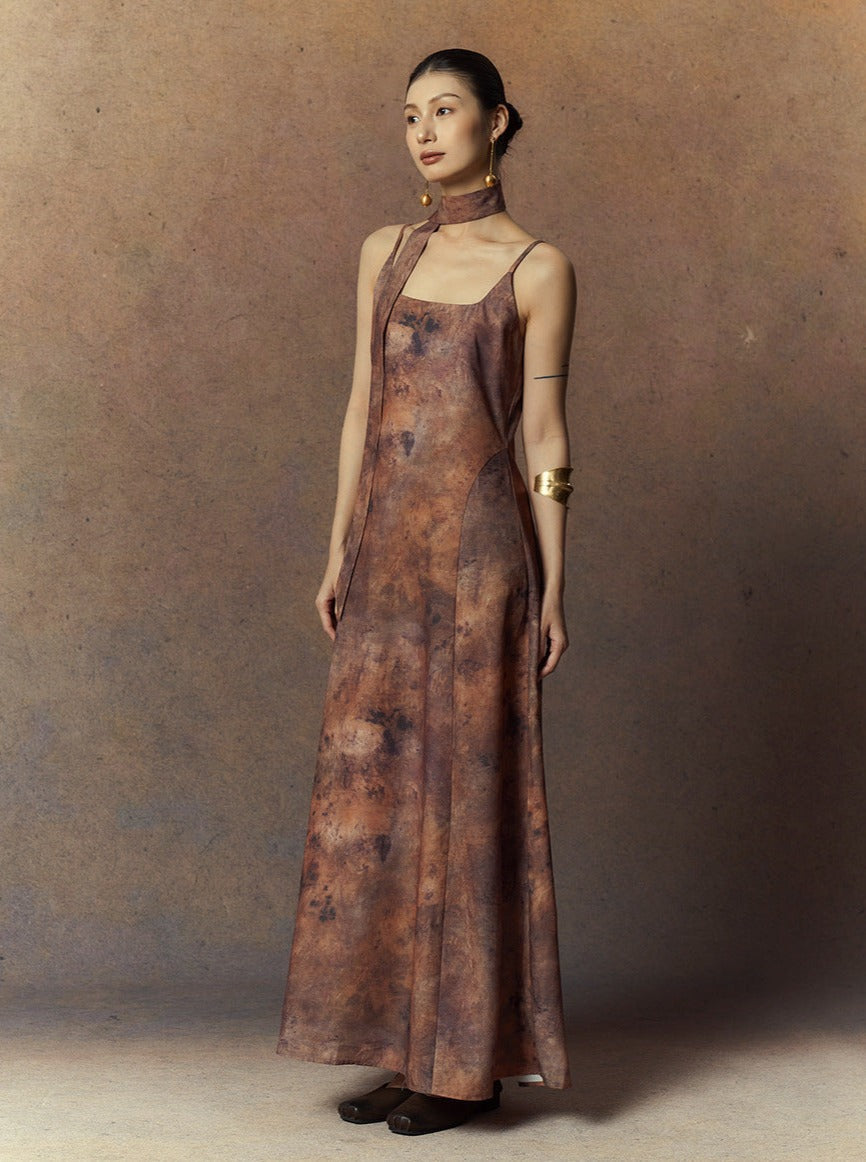 Ärmelloses langes Kleid im Wabi-Sabi-Stil für Damen