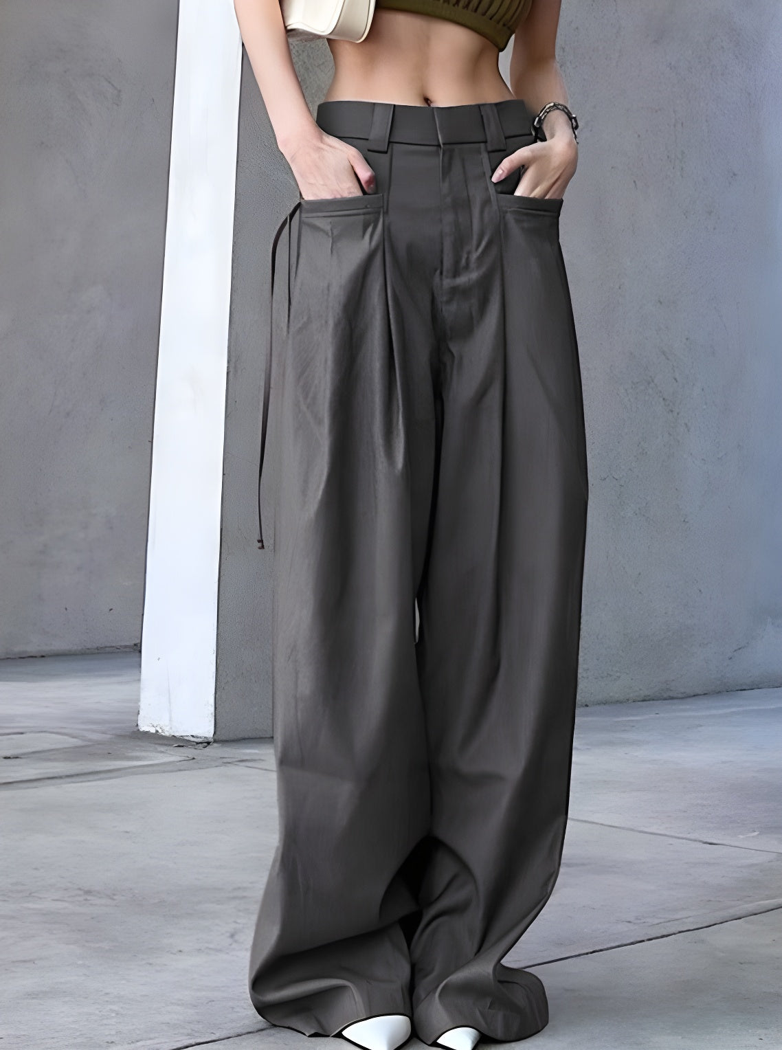 Spodnie Retro Street Loose Wide Leg Low Waist 