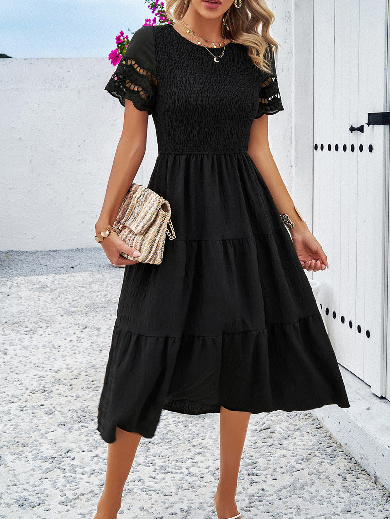 Black Elegant Layered Hollow Dress