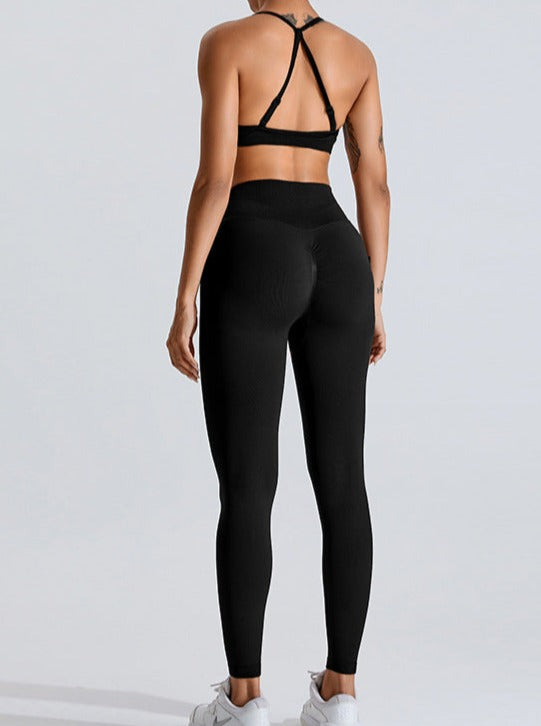 Solid Color High-Waisted Belly Lifting Sports Pants