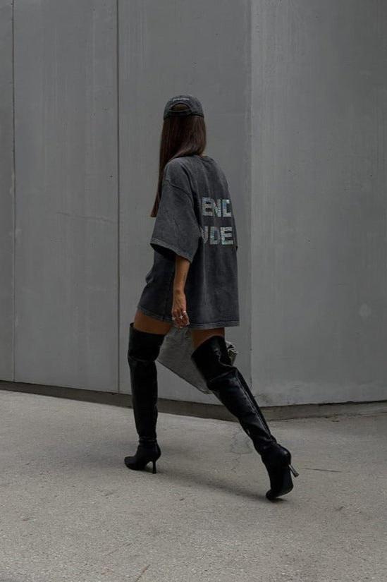 Trendy Oversize Streetwear Distressed Letter Printed Cotton Shirt