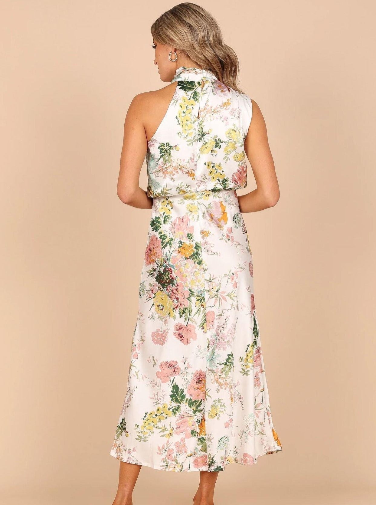 Floral Satin Party Summer Dress