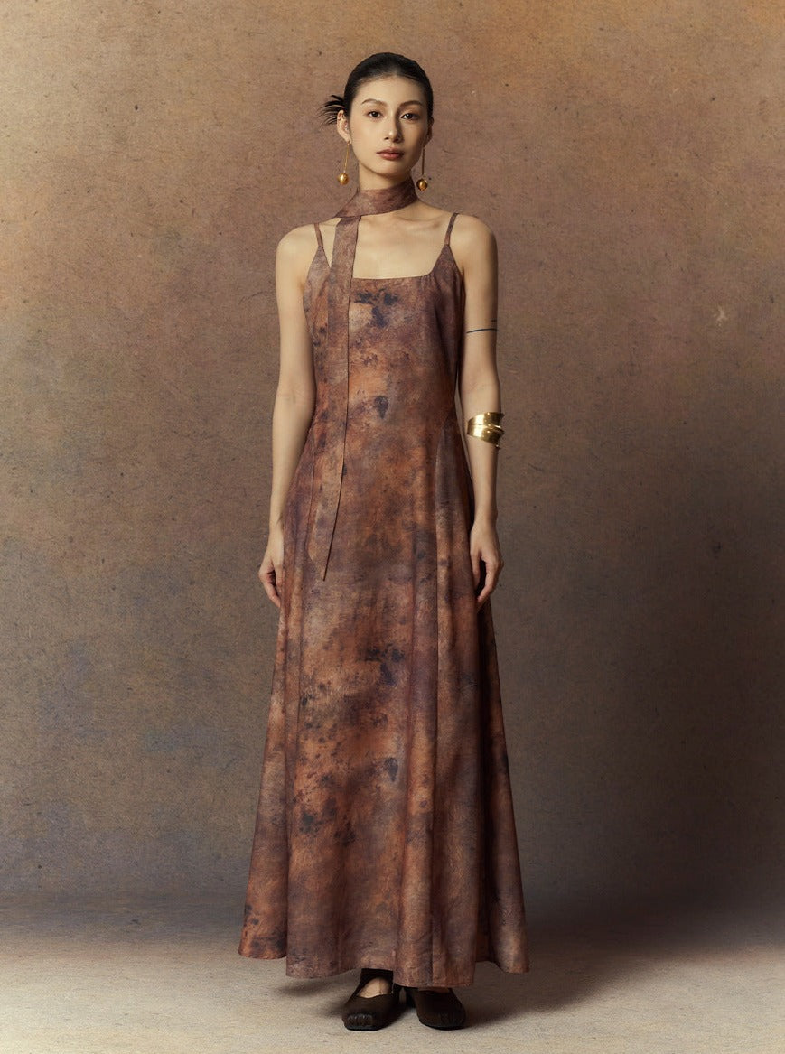 Ärmelloses langes Kleid im Wabi-Sabi-Stil für Damen