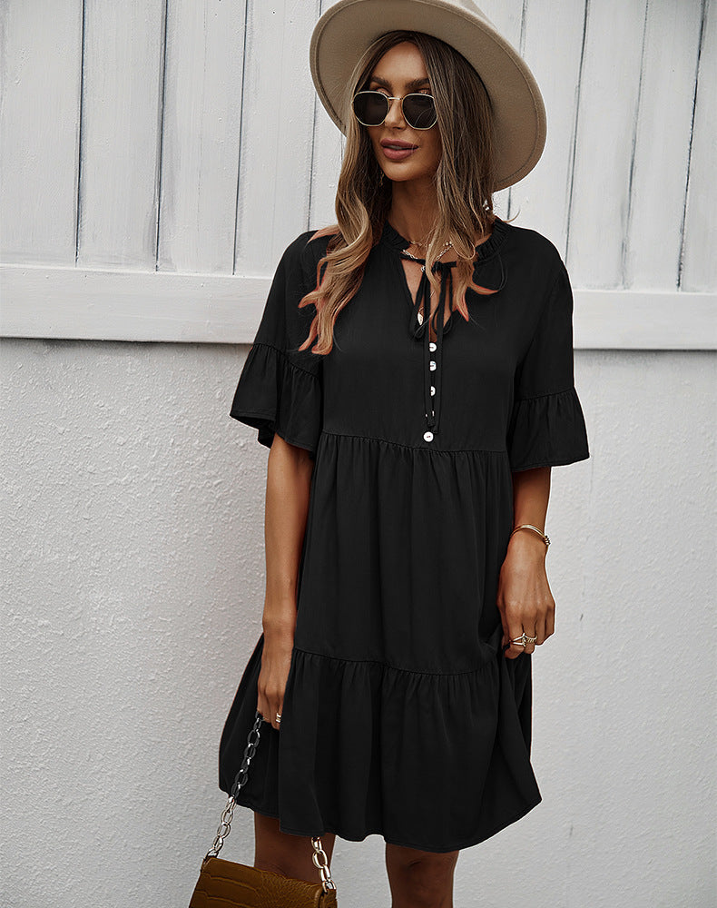 Black Layered A-Line Dress