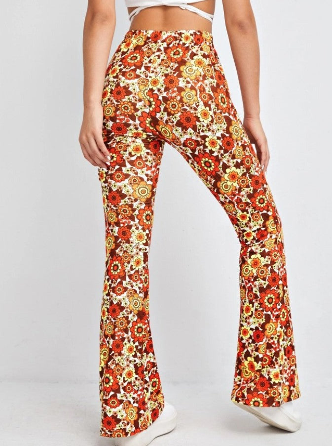 Sexy Hose mit Blumenmuster und hoher Taille 