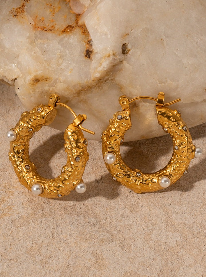 18K Gold Stainless Cubic Zirconia Inlaid Earrings
