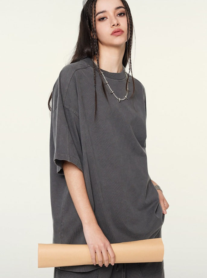 Loose Grey Basic Solid Color Casual Shirt
