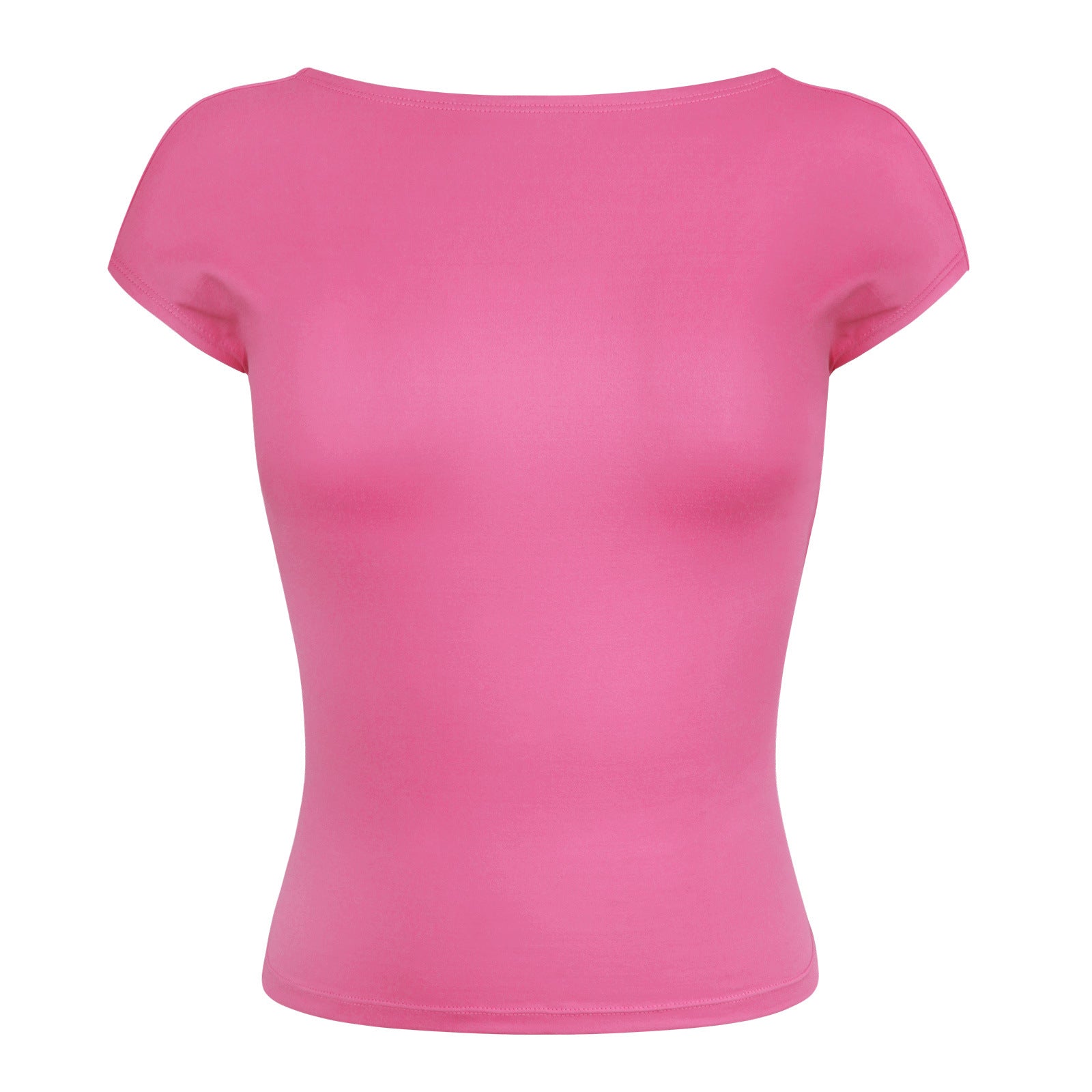 Pink Sexy Backless Slim Breathable Short Sleeve Shirt