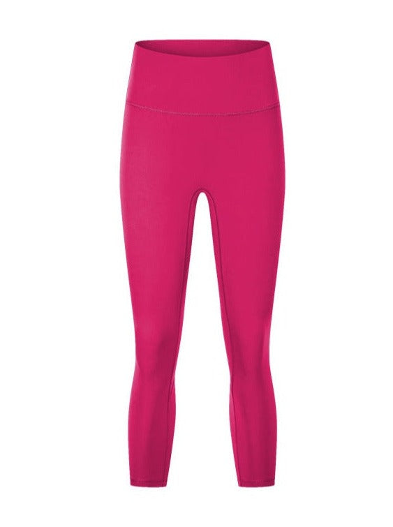 Pantaloni da yoga per esercizi a vita alta elasticizzati rosa 