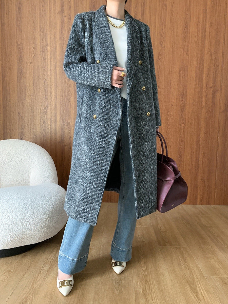 Vertical Striped Double-Faced Long Coat