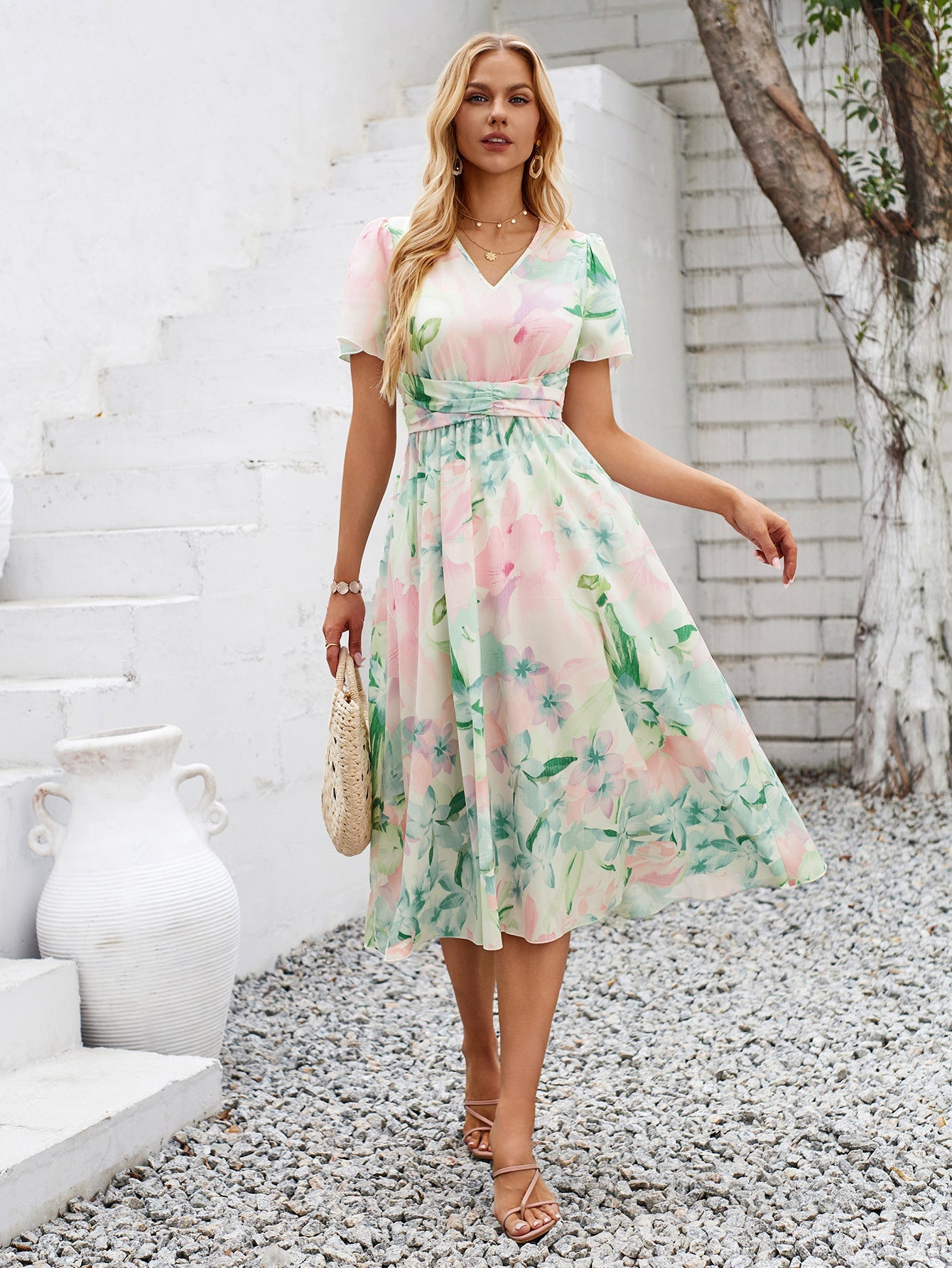 Women's Meadow Dreams Belted Midi Dress