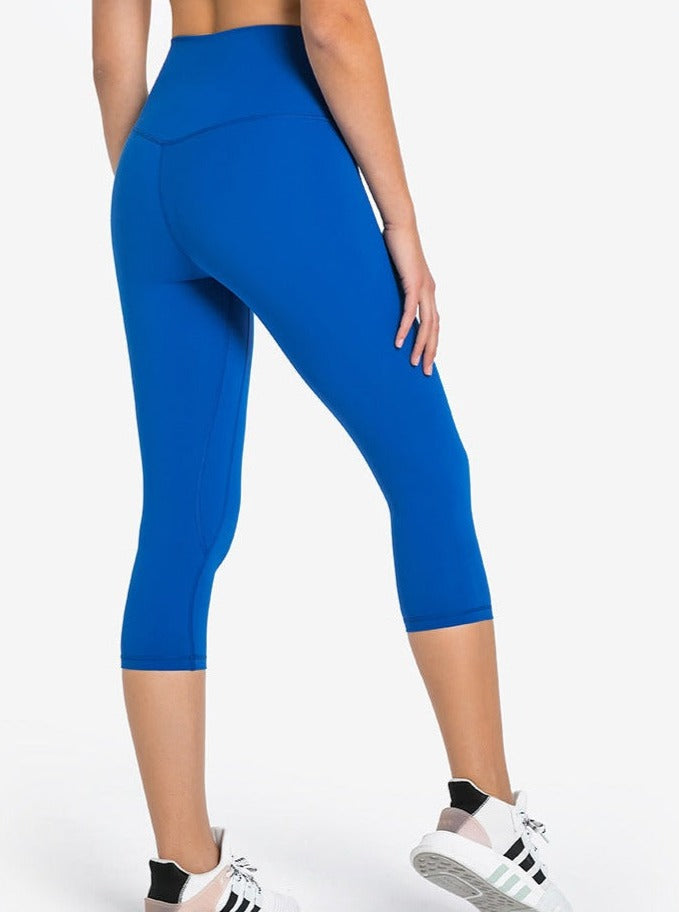 Pantaloni da yoga per esercizi a vita alta elasticizzati blu royal 