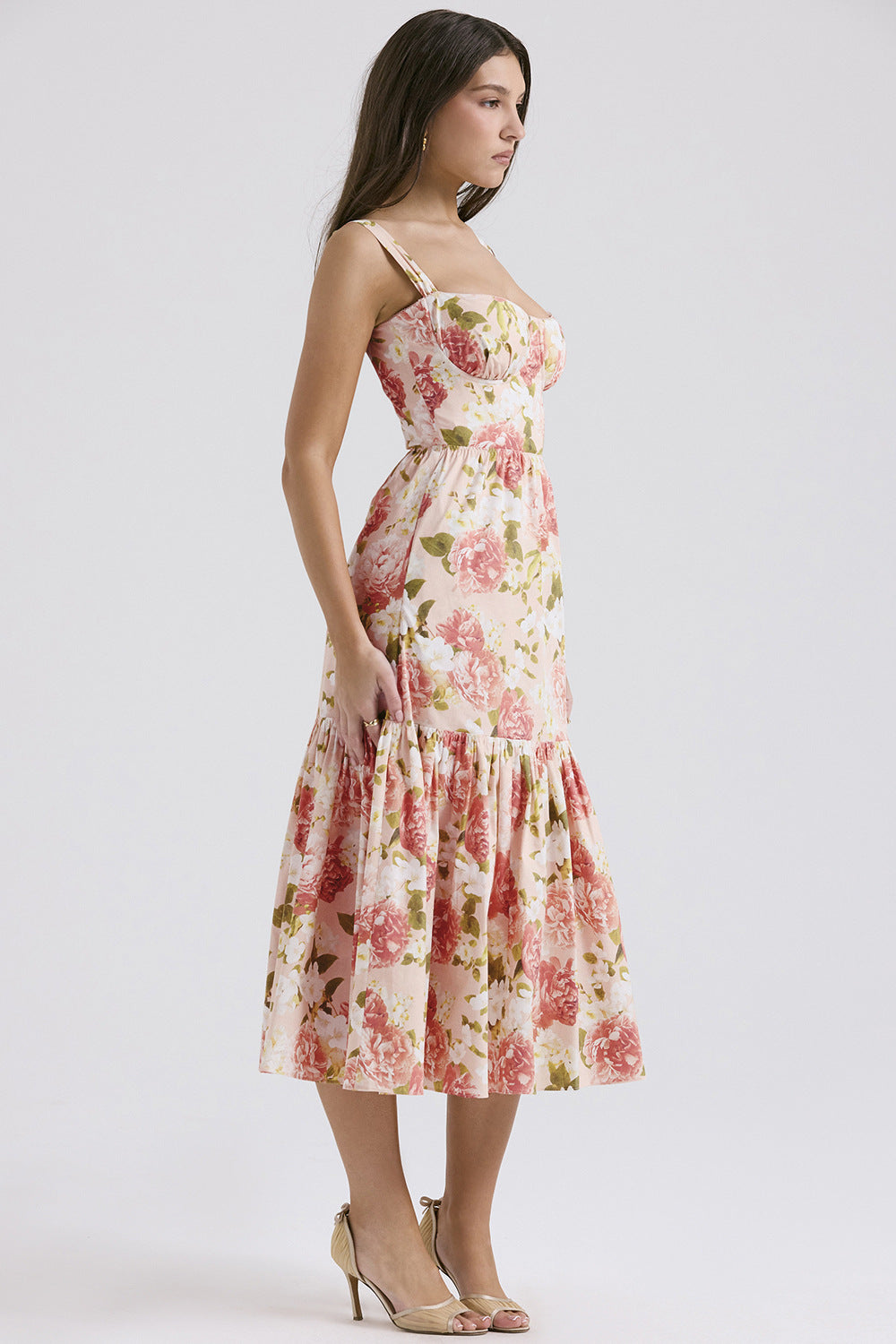 Ärmelloses Sommerkleid mit Blumenmuster 