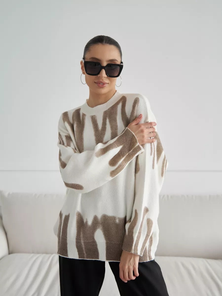 Abstract Print Knit Sweater