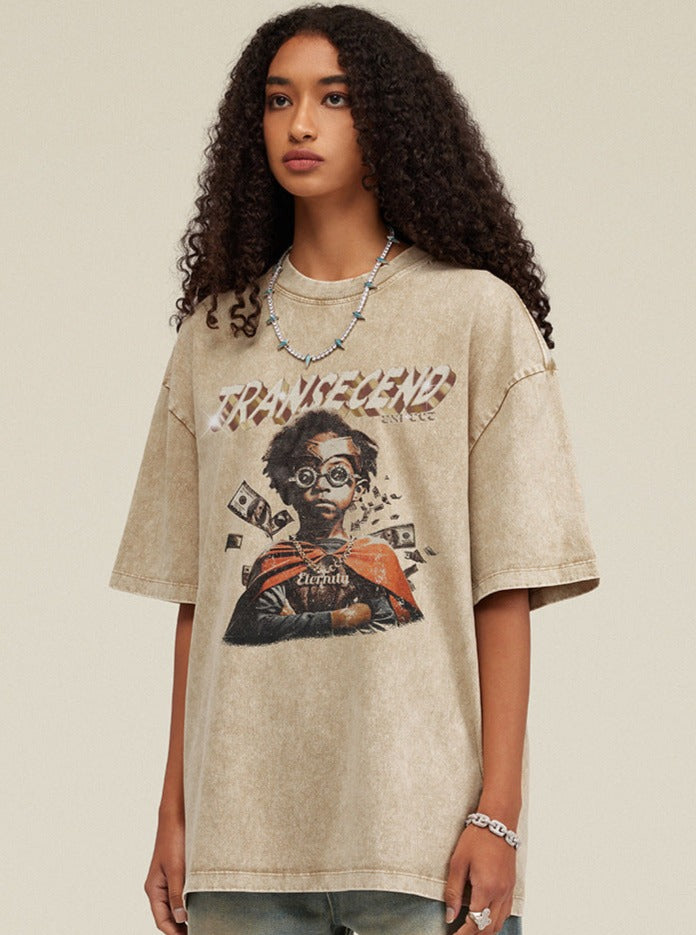 Modische Retro-Street-T-Shirts mit halblangen Ärmeln 