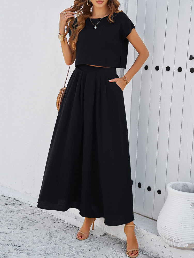Sleeveless Top and Flared Long Skirt Set Suit