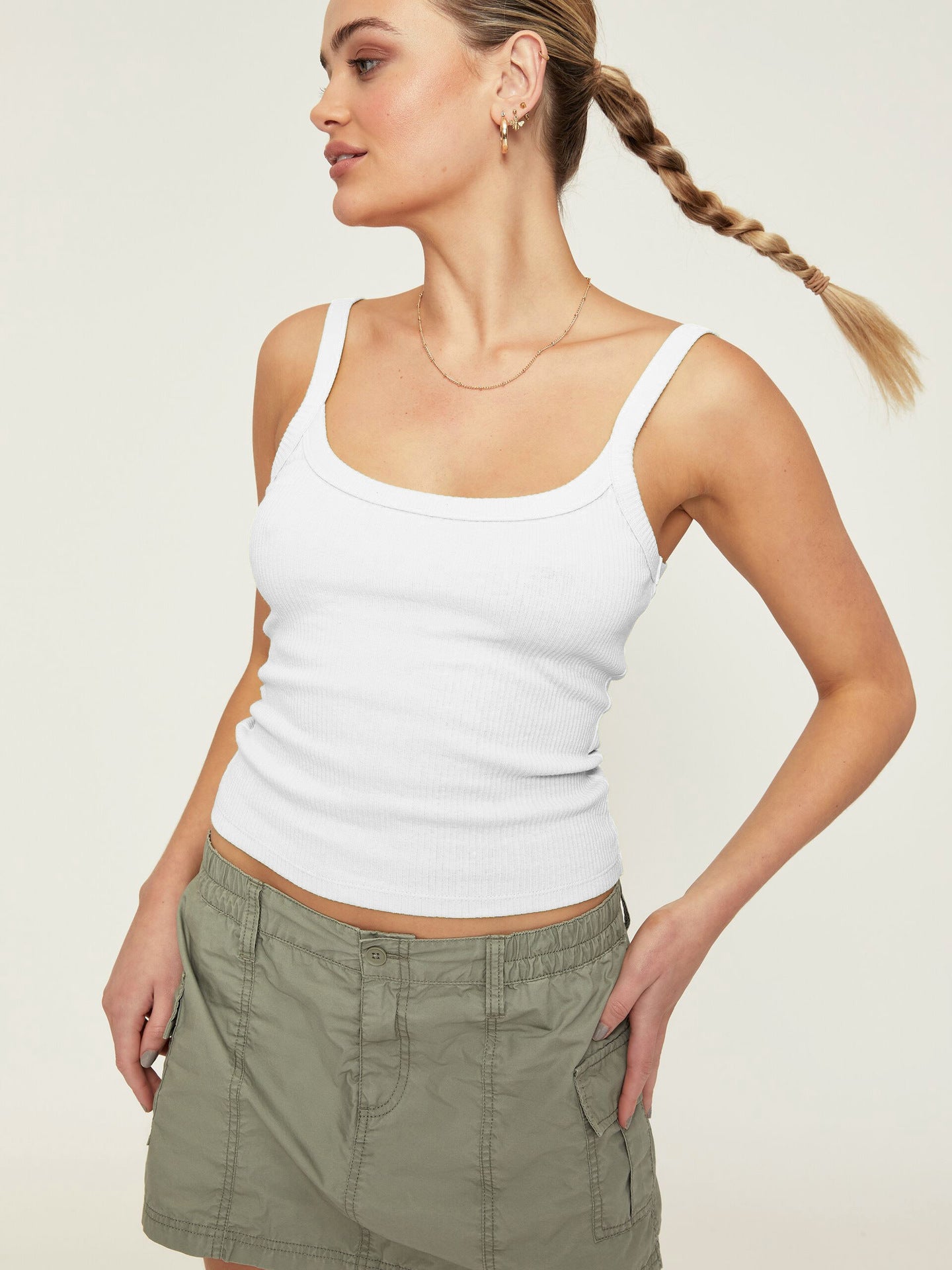 White Sexy Knitted Camisole Sleeveless Crop Top