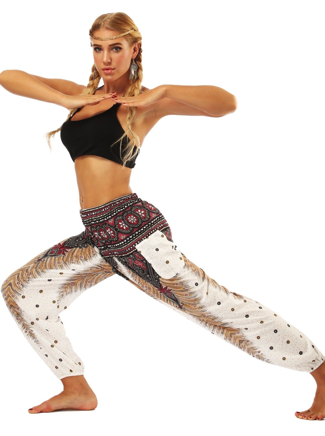 Bedruckte ethnische lockere Yoga-Tanz-Hose 