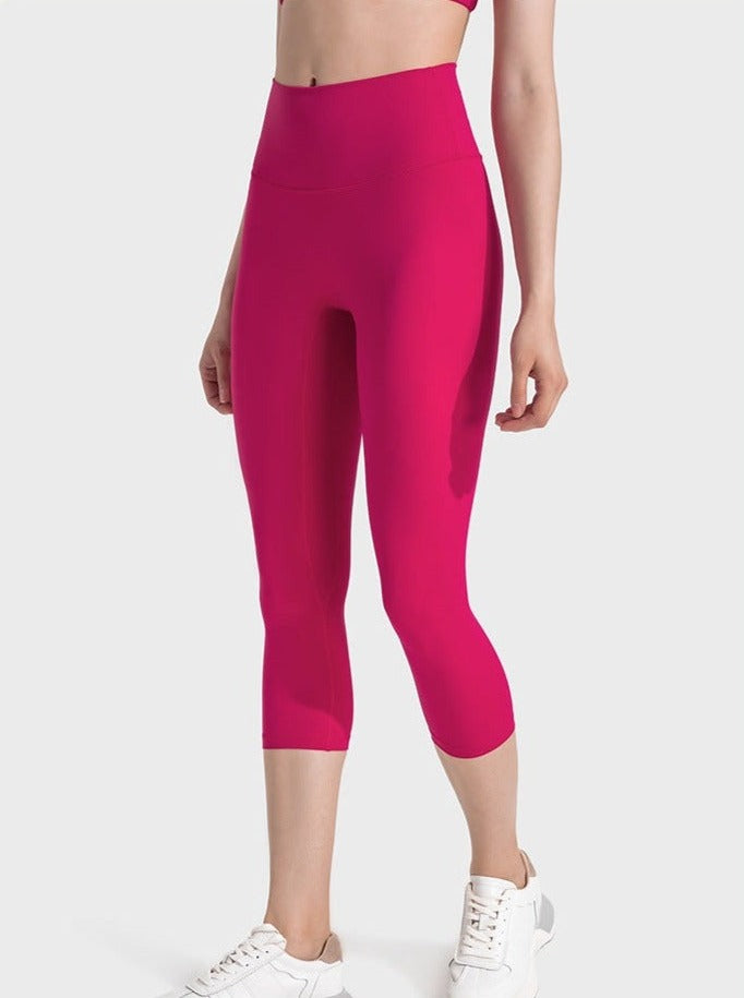Pantaloni da yoga per esercizi a vita alta elasticizzati rosa 