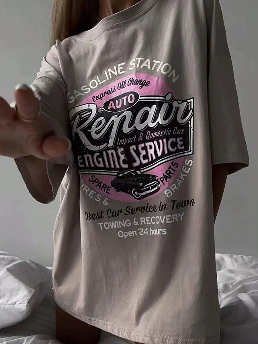 Schweres lockeres Retro-Vintage-Hemd mit halblangen Ärmeln 