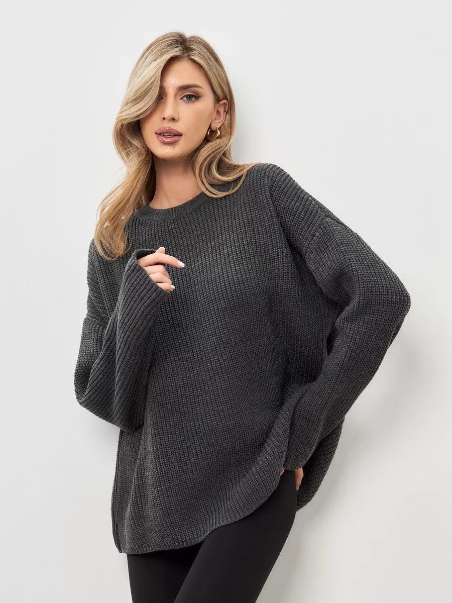 Sweter damski oversize z dzianiny