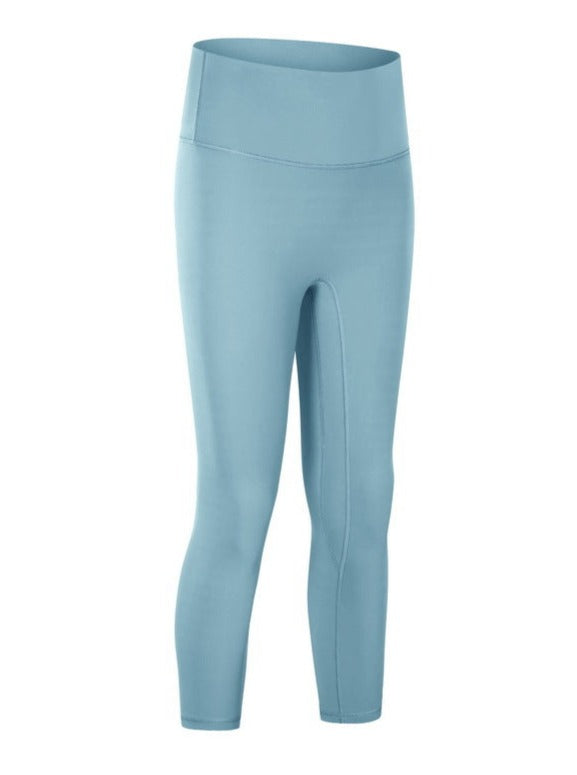 Pantaloni da yoga per esercizi a vita alta elasticizzati blu polvere 