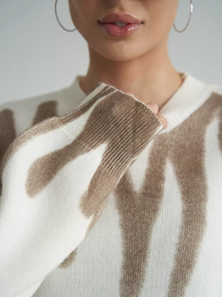 Abstract Print Knit Sweater