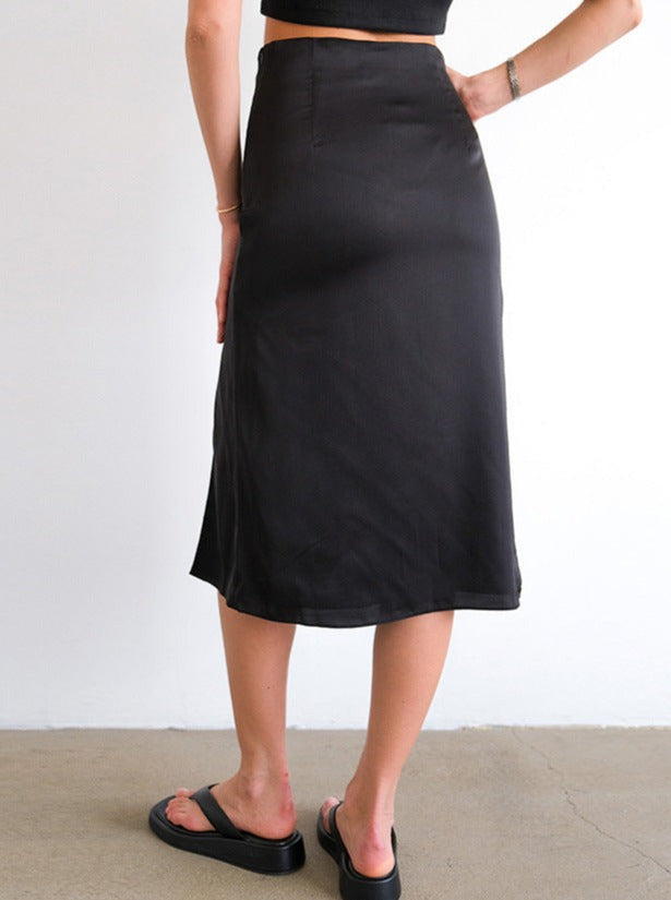 Women's Slit Midi Black Skirt