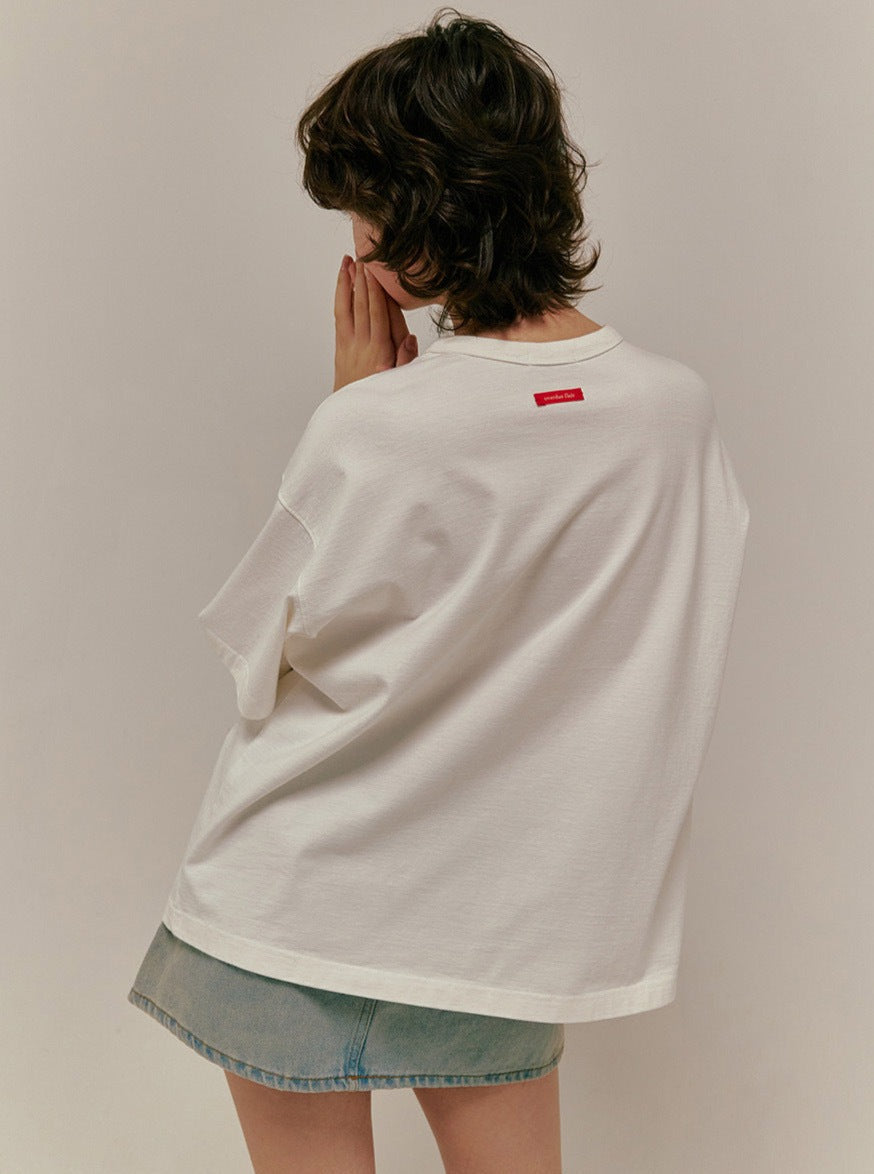 Lockeres T-Shirt mit kurzen Ärmeln und Buchstaben-Print 