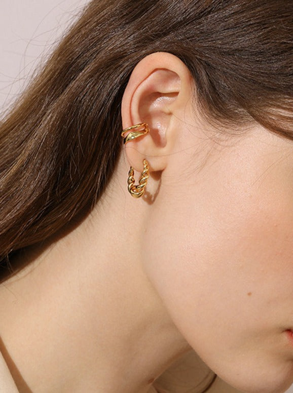 Geometric C-Shaped Gold Plater Stainless Earrings