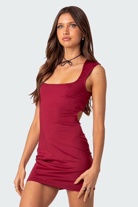 Solid Color Square Neck Dress