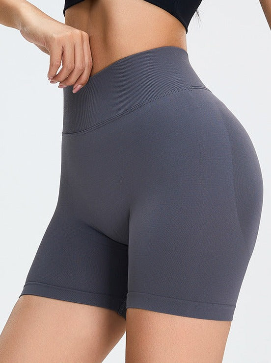 Charcoal Gray Seamless High-Waisted Butt-Lifting Sports Short