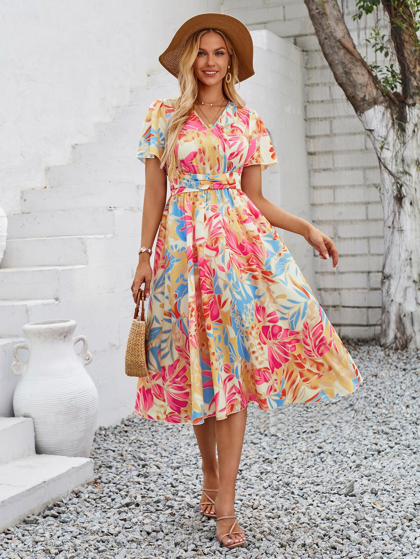 Women's Meadow Dreams Belted Midi Dress