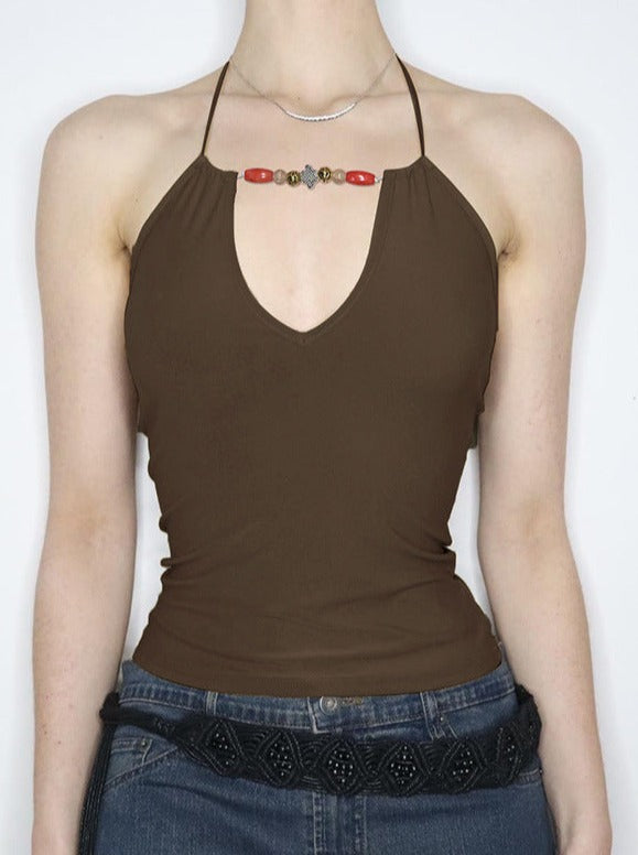 Sexy Shirt mit V-Ausschnitt und offener Vorderseite in Volltonfarbe
