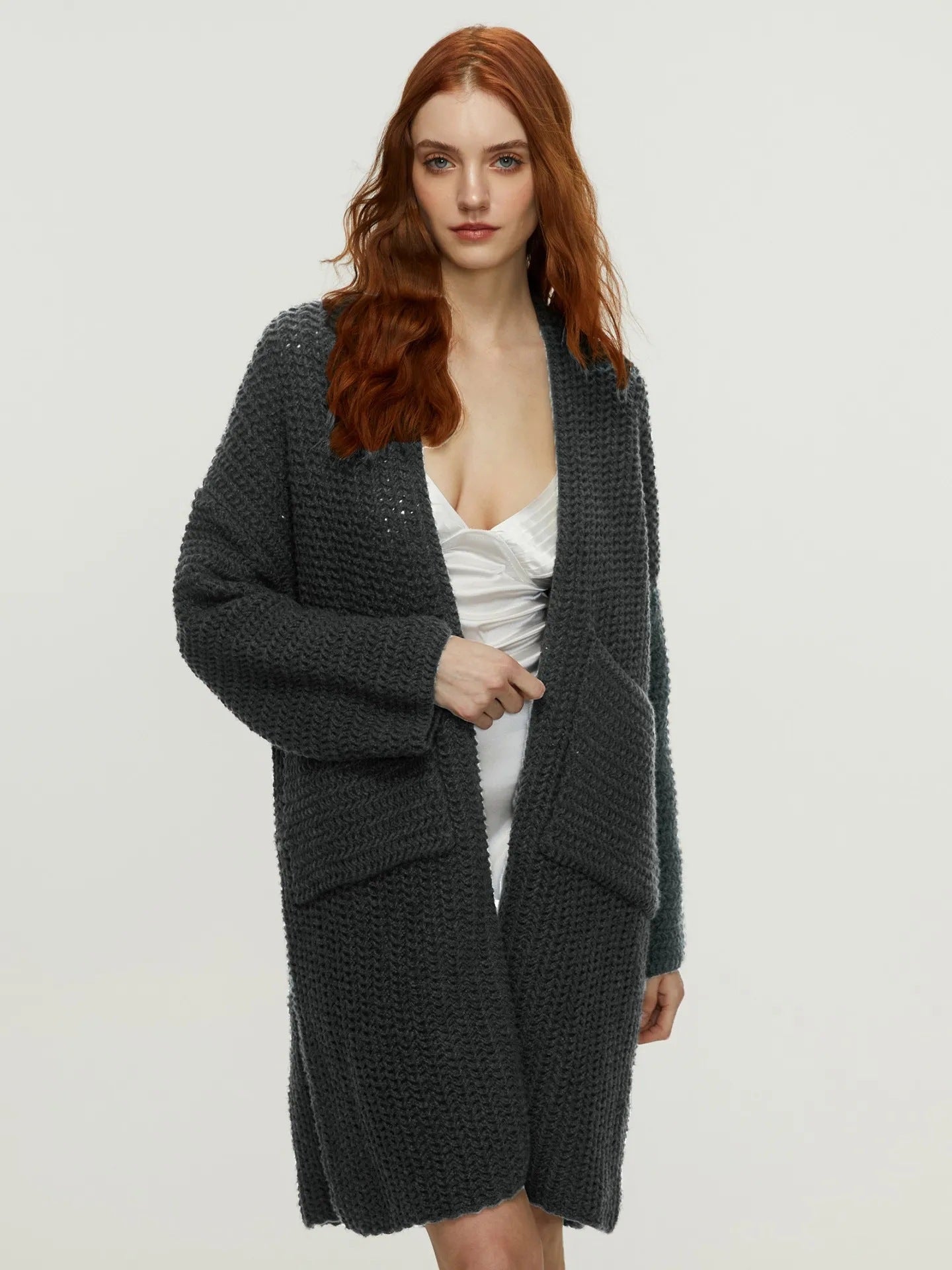 Women's Long Cardigan with Cozy Pockets for Relaxed Weekends