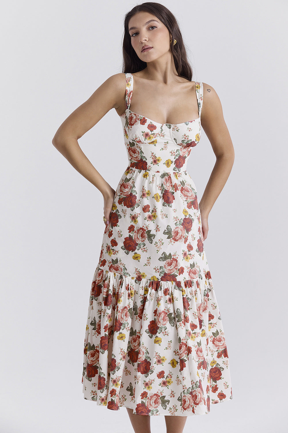 Ärmelloses Sommerkleid mit Blumenmuster 