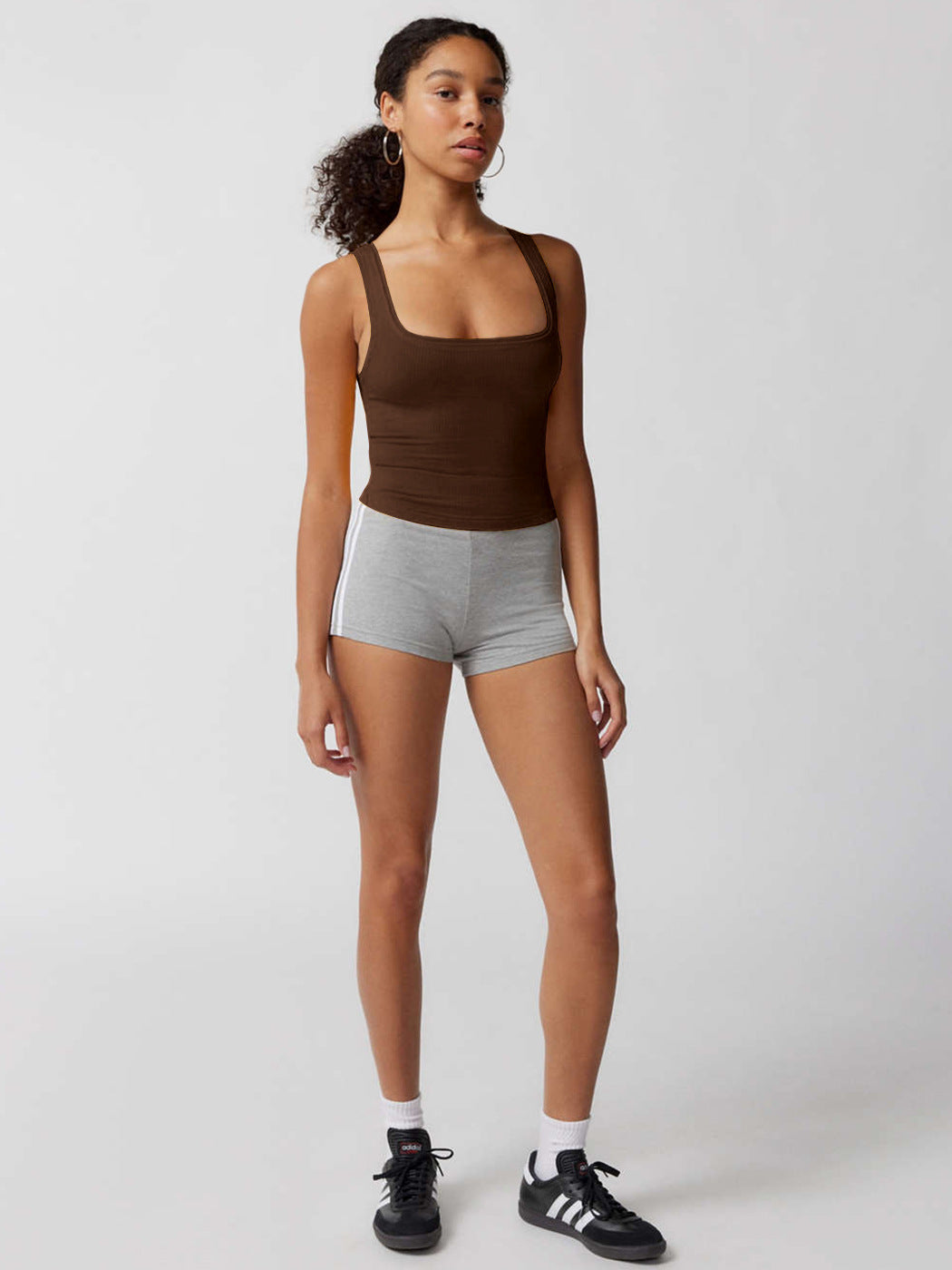 Brown Knitted Sexy Bodycon Crop Top