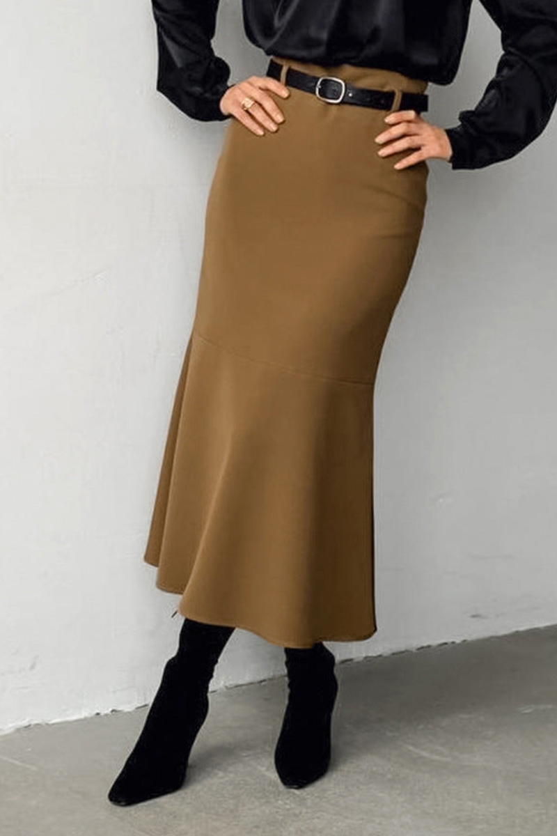 Elegante midi-rok met hoge taille