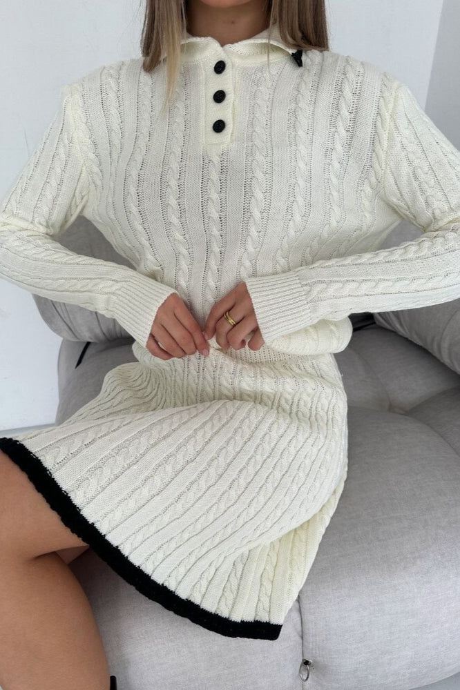 Robe pull chic en maille torsadée