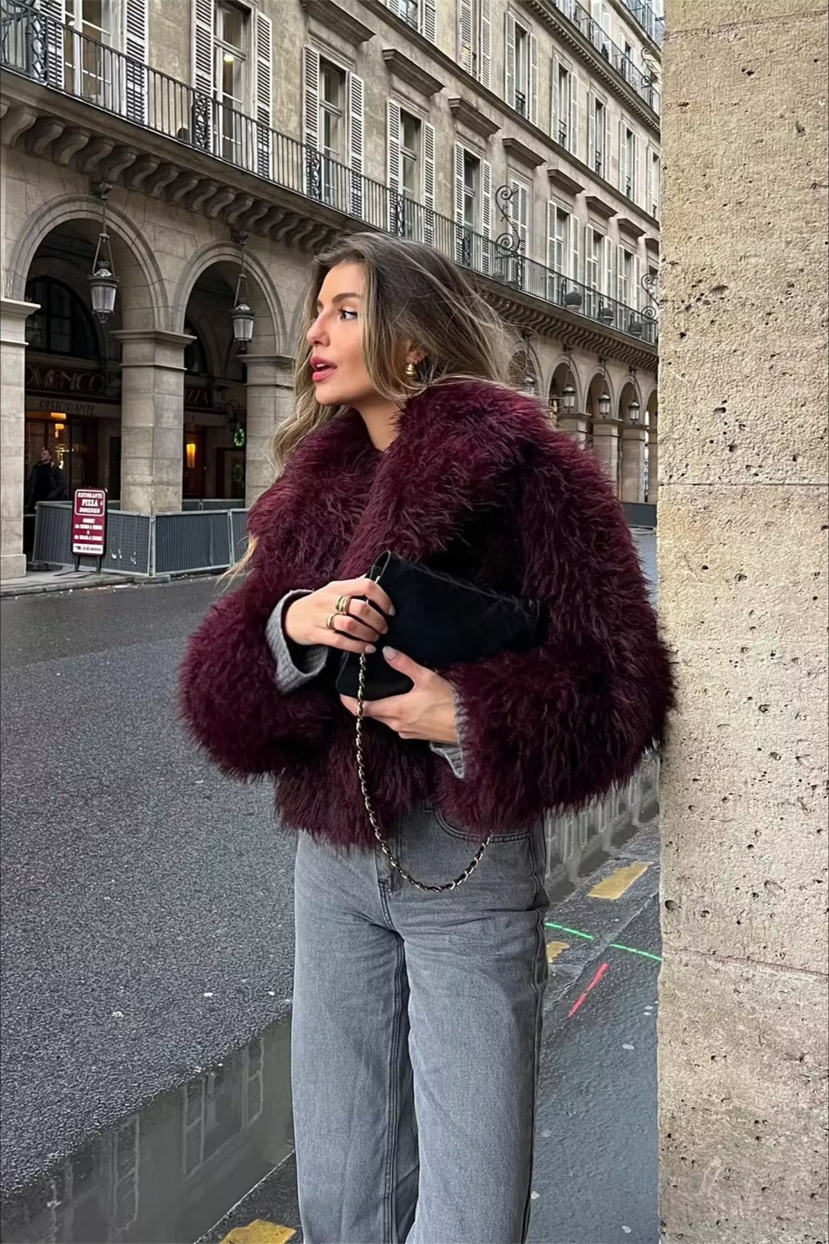 Plush Burgundy Shaggy Jacket