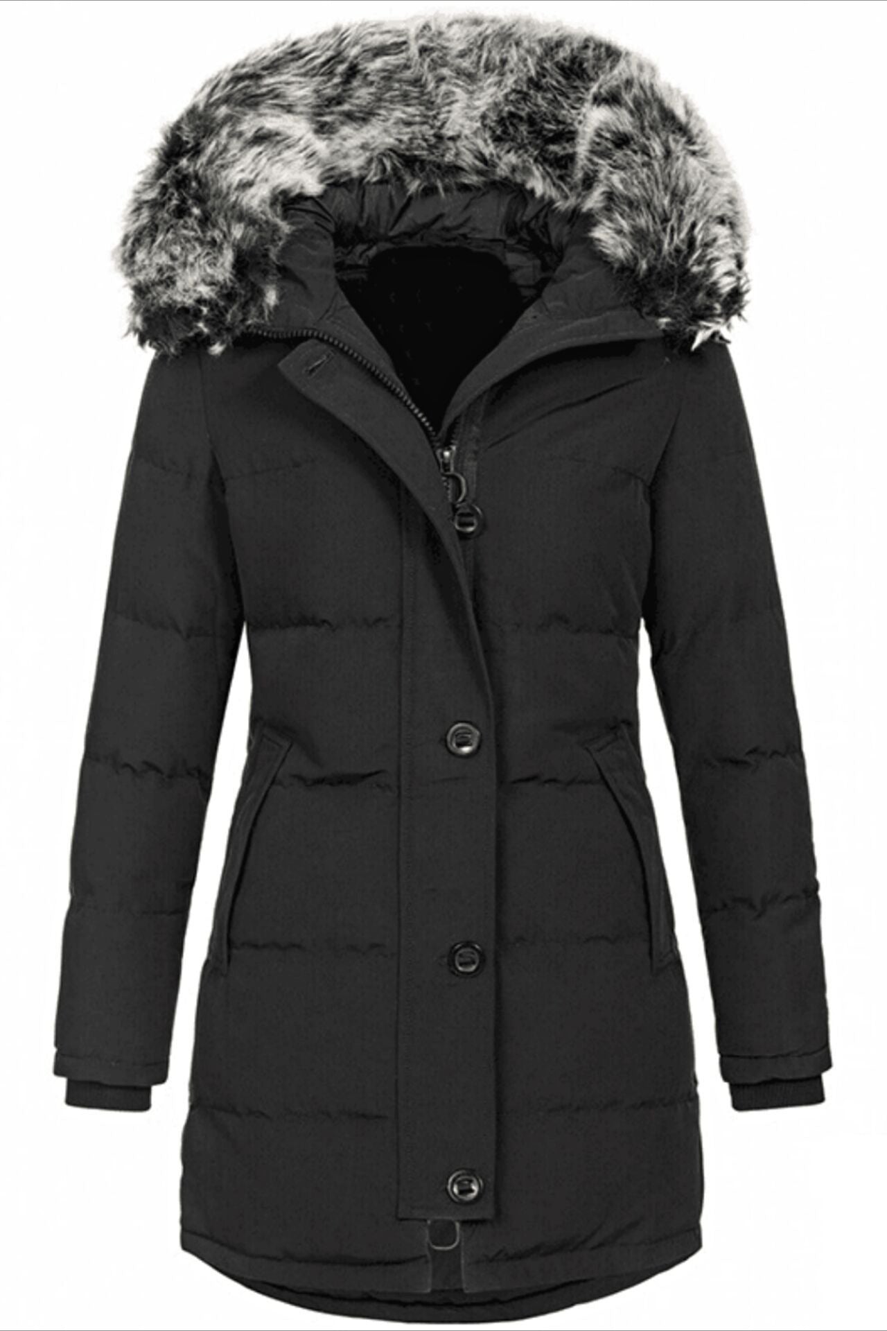 Winterparka met capuchon van imitatiebont